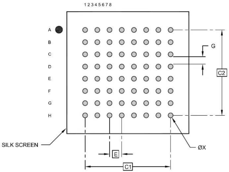 Microchip ATSAMD20G16 - 64-Ball Ultra Thin Fine-Pitch Ball Grid Array Package (BQB) - 5x5x0.65 mm Body [UFBGA]; Atmel Legacy Global Package Code CAH - 1