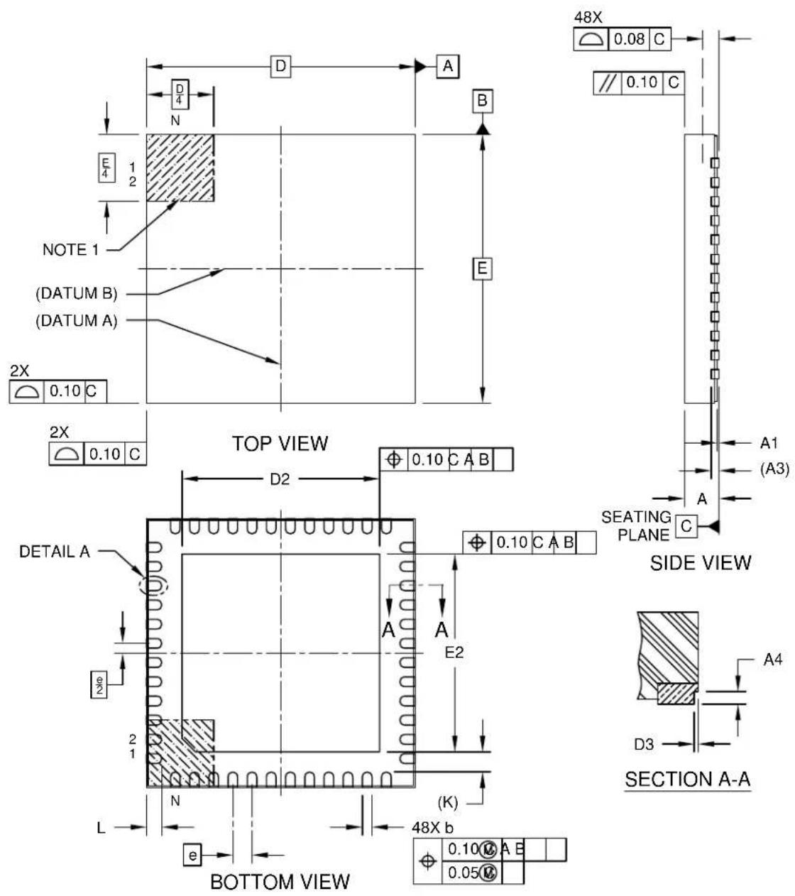 Microchip ATSAMD20G16 - 48-Lead Very Thin Plastic Quad Flat, No Lead Package (U5B) - 7x7 mm Body [VQFN] With 5.15 mm Exposed Pad and Stepped Wettable Flanks; Atmel Legacy ZLH - 1