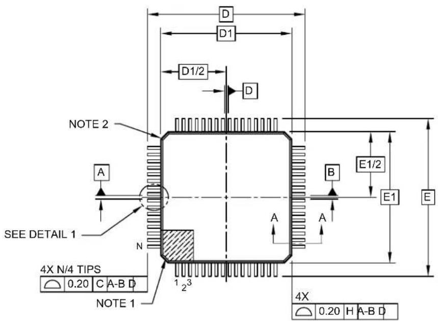 Microchip ATSAMD20J14 - 64-Lead Plastic Thin Quad Flatpack (PT)-10x10x1 mm Body, 2.00 mm Footprint [TQFP] - 1