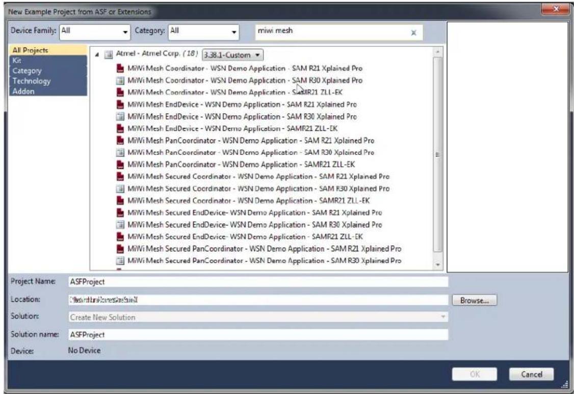 Microchip ATSAMR21E19A - Opening a Project from ASF - 1