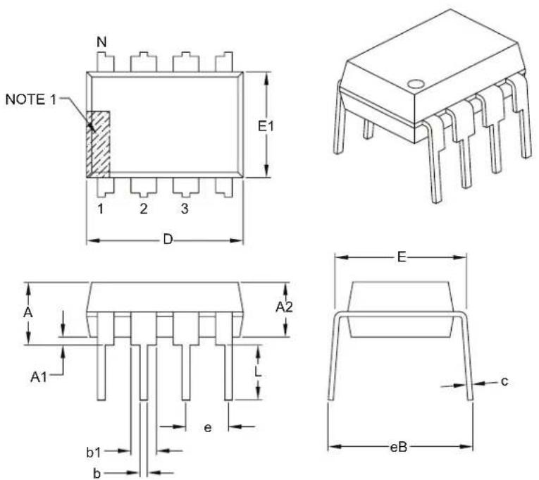 Microchip 34VL02 - 8-Lead Plastic Dual In-Line (P) - 300 mil Body [PDIP] - 1