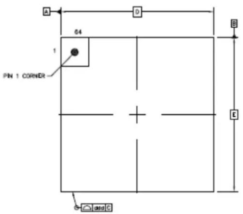Microchip ATSAMS70Q19 - 64-lead QFN Wettable Flanks Package Outline - 1