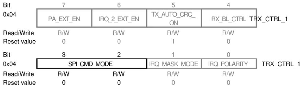 Microchip ATZBRF212 - Register 0x04 (TRX\_CTRL\_1): - 1