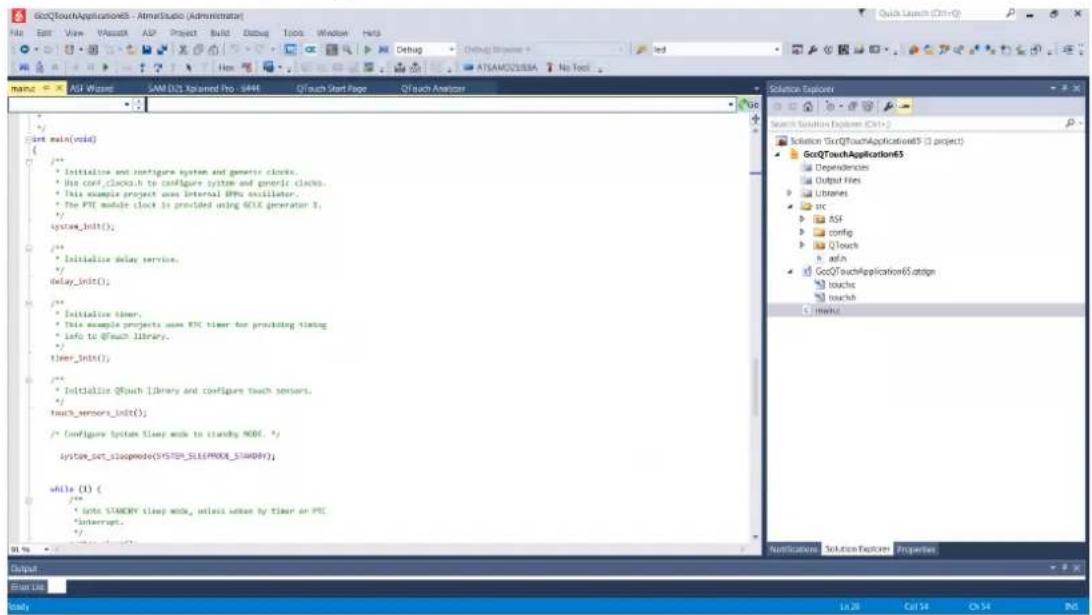Microchip ATSAMDA1J16B - File > New Project > GCC C QTouch Executable Project > Create QTouch Library Project - 2