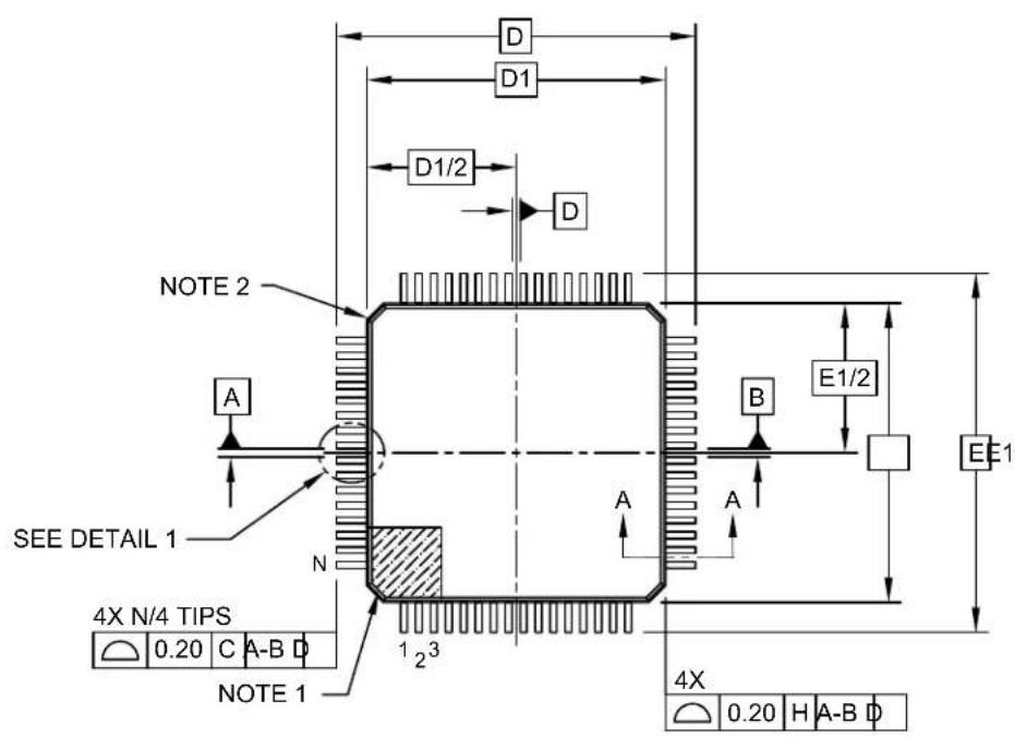 Microchip PIC24FJ64GB410 - 64-Lead Plastic Thin Quad Flatpack (PT)-10x10x1 mm Body, 2.00 mm Footprint [TQFP] - 1