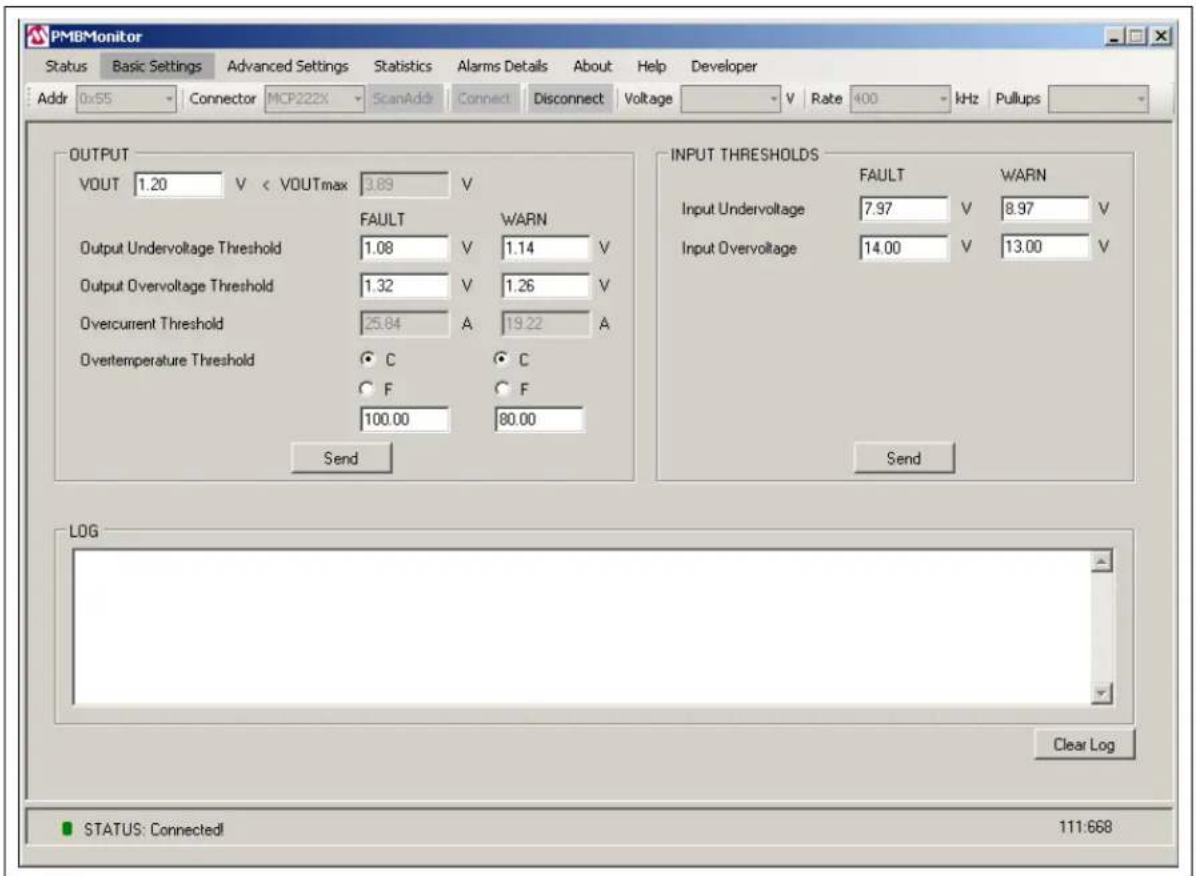 Microchip MCP19123 - Basic Settings Menu - 1