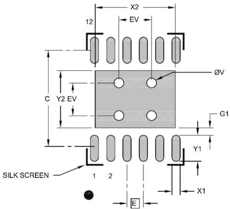 Microchip MIC2298 - 12-Lead 3 mm × 3 mm VDFN [JQA] Package Outline and Recommended Land Pattern - 1