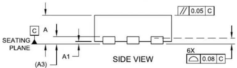 Microchip MIC5321 - 6-Lead Ultra Thin Plastic Dual Flat, No Lead (HKA) - 1.6x1.6x0.6 mm Body [UDFN] With 1.26x0.50 mm Exposed Pad; Micrel Legacy Package TDFN1616-6LD-PL-1 - 2