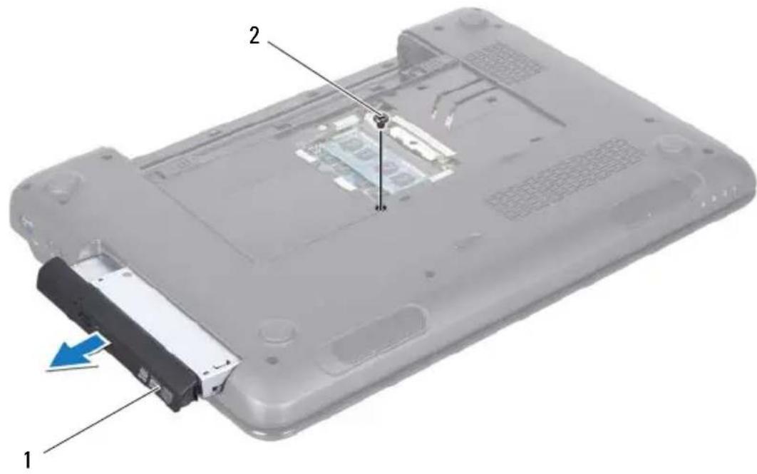DELL Inspiron M411R - Removing the Optical Drive - 1