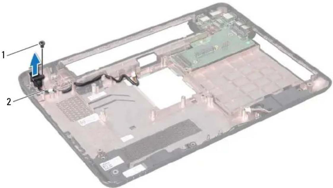 DELL Inspiron M411R - Removing the AC-Adapter Connector - 1