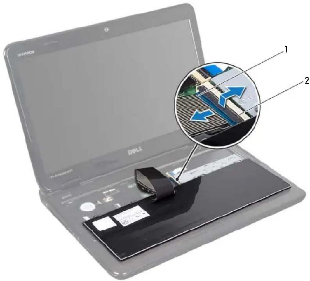 DELL Inspiron M411R - CAUTION: Be extremely careful when removing and handling the keyboard. Failure to do so could result in scratching the display panel. - 1