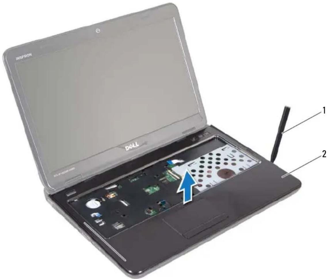 DELL Inspiron M411R - CAUTION: Carefully separate the palm rest from the computer base to avoid damage to the palm rest. - 1