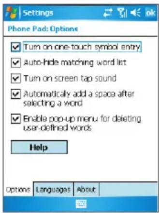 Dopod 818 Pro - Use the Options screen - 1