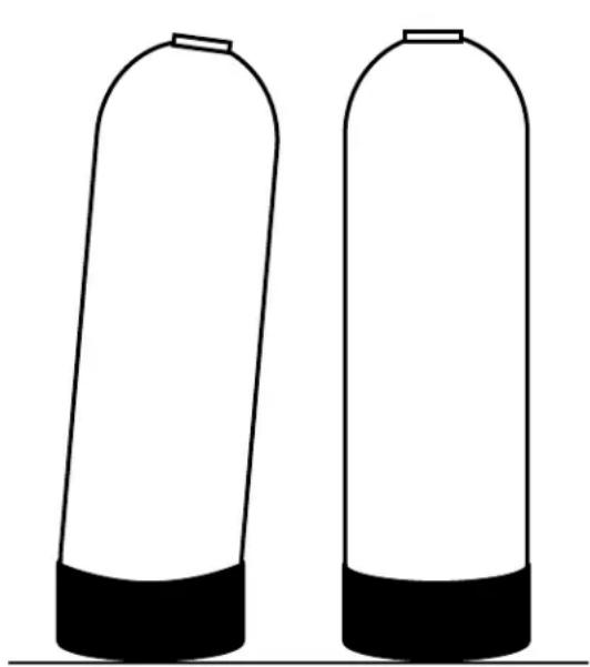 Two identical cylindrical containers with black bases, no text or symbols present