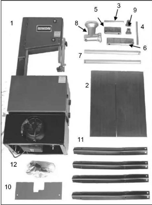 Exploded view diagram of an industrial machine with numbered parts and labeled components