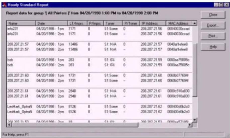 XEROX 4510 - Generated Report Window - 1