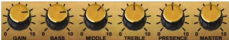 GAIN BASS MIDDLE TREBLE PRESENCE MASTER