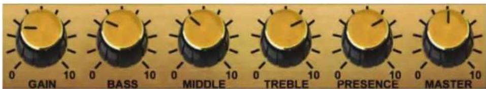 GAIN BASS MIDDLE TREBLE PRESENCE MASTER