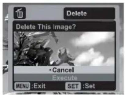 Delete Delete This Image? • Cancel Execute MENU :Exit SET :Set