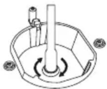 Technical line drawing of a mechanical component with rotating shaft and flange (no text or symbols)