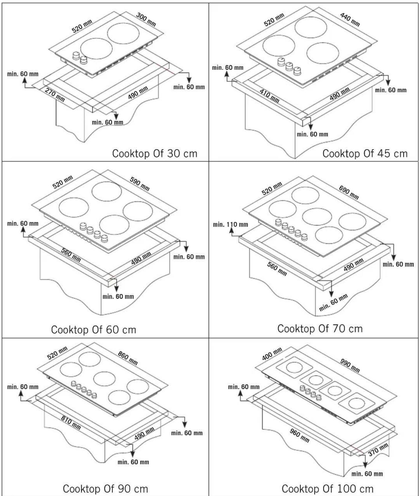 Meireles MVG 4652 N - Counter Cut-Off Dimensions - 1