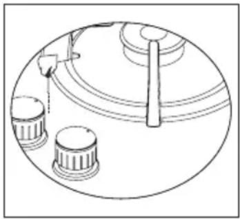 Simple line drawing of a circular container with two cylindrical containers and a handle (no text or symbols)