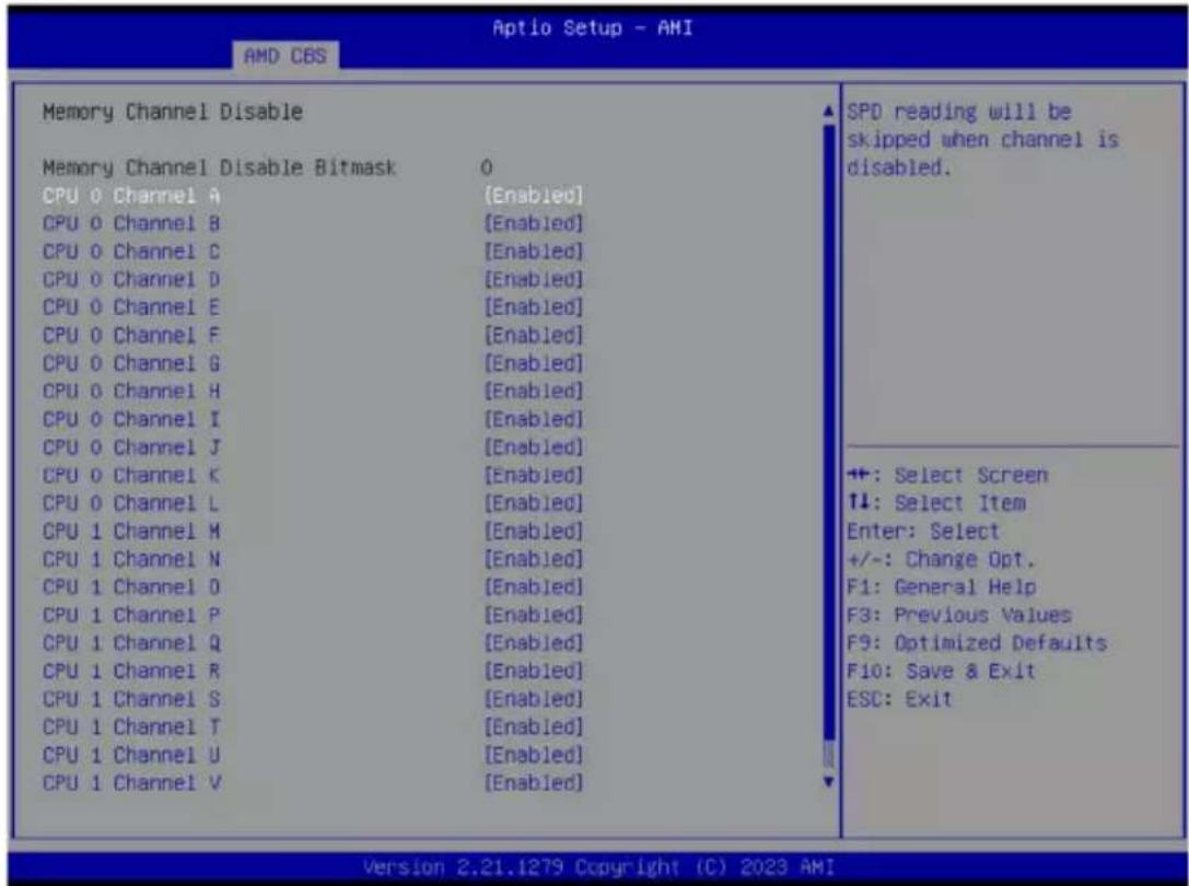 GIGABYTE R183-Z95 - 5-3-3-2-2 Memory Channel Disable - 1