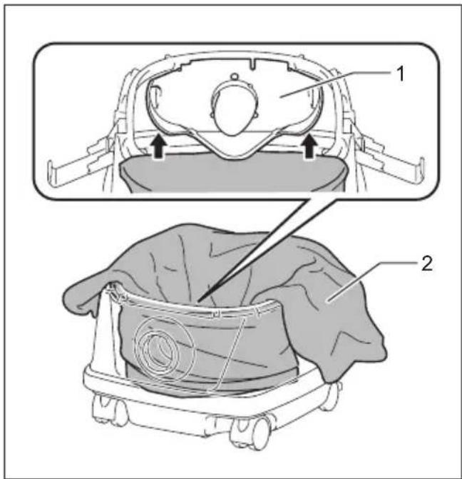 MAKITA XCV25 - Instalación de la bolsa de polietileno - 1
