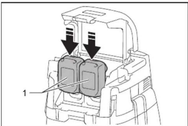 MAKITA XCV25 - Instalación o extracción del cartucho de batería - 2