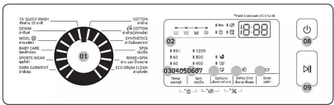 SAMSUNG WW80J42G0BX - Control panel - 1