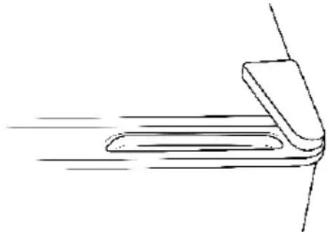 Simple line drawing of a roller being cut with motion lines (no text or symbols)