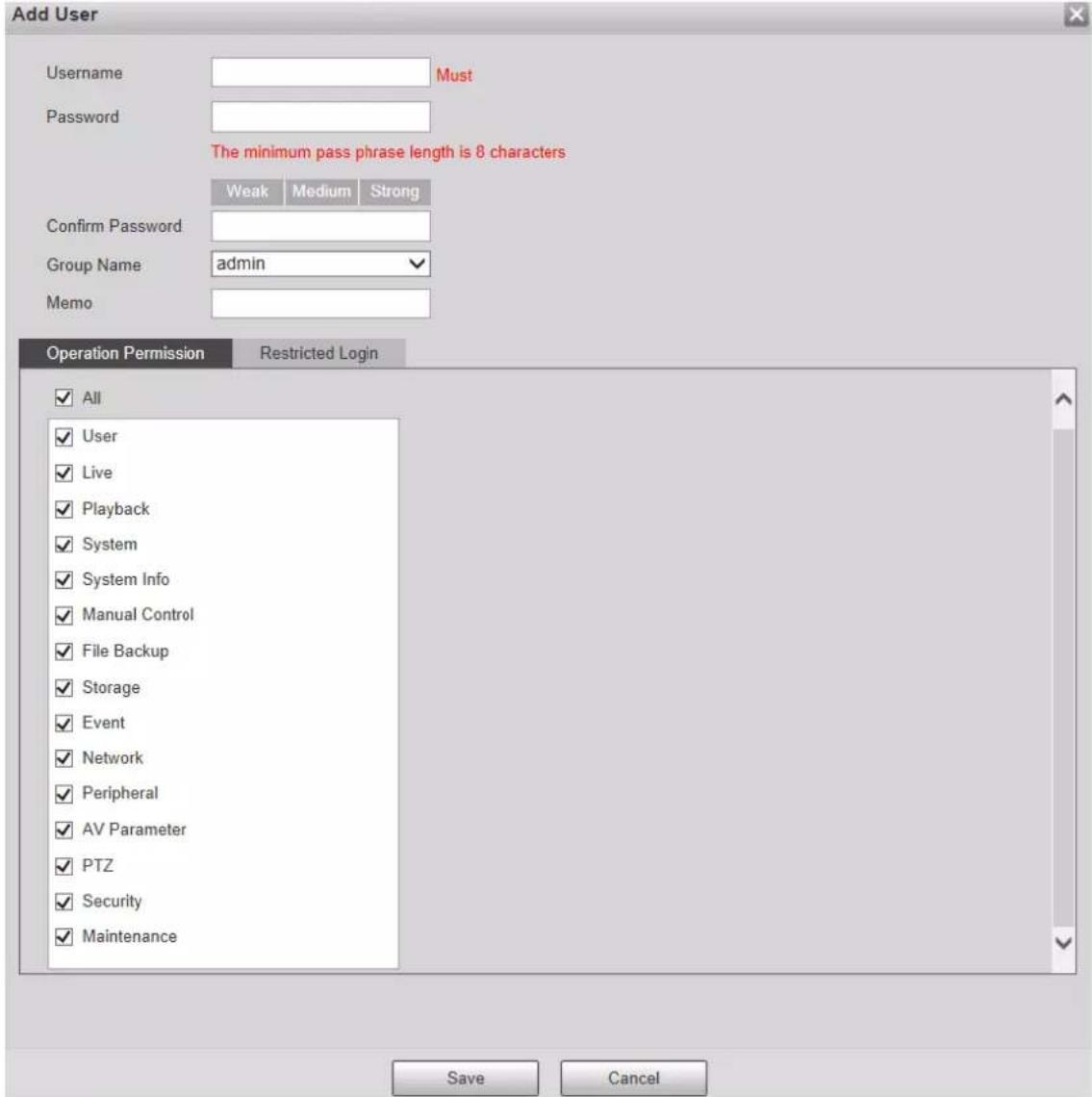 Dahua Technology PTZ85260-HNF-WA-FL - Adding Users - 2