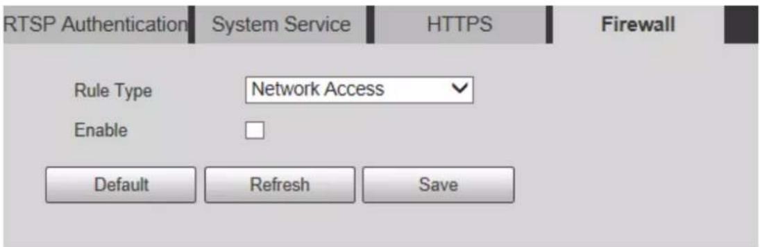 Dahua Technology PTZ85260-HNF-WA-FL - Step 1 Select Setting > System > Safety > Firewall. - 1