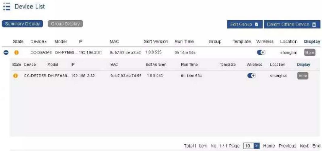 Dahua Technology PFM888-AC - Device List - 2