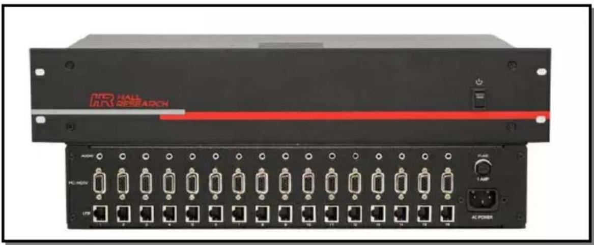Hall Research UV1-S-16X - UV-16X Family of Mini-Cat Senders for Transmission of 16 Independent PC or HD Video Plus Audio or Power on Twisted Pair Cable (Cat5/5e/6 or Zero-Skew UTP) - 1