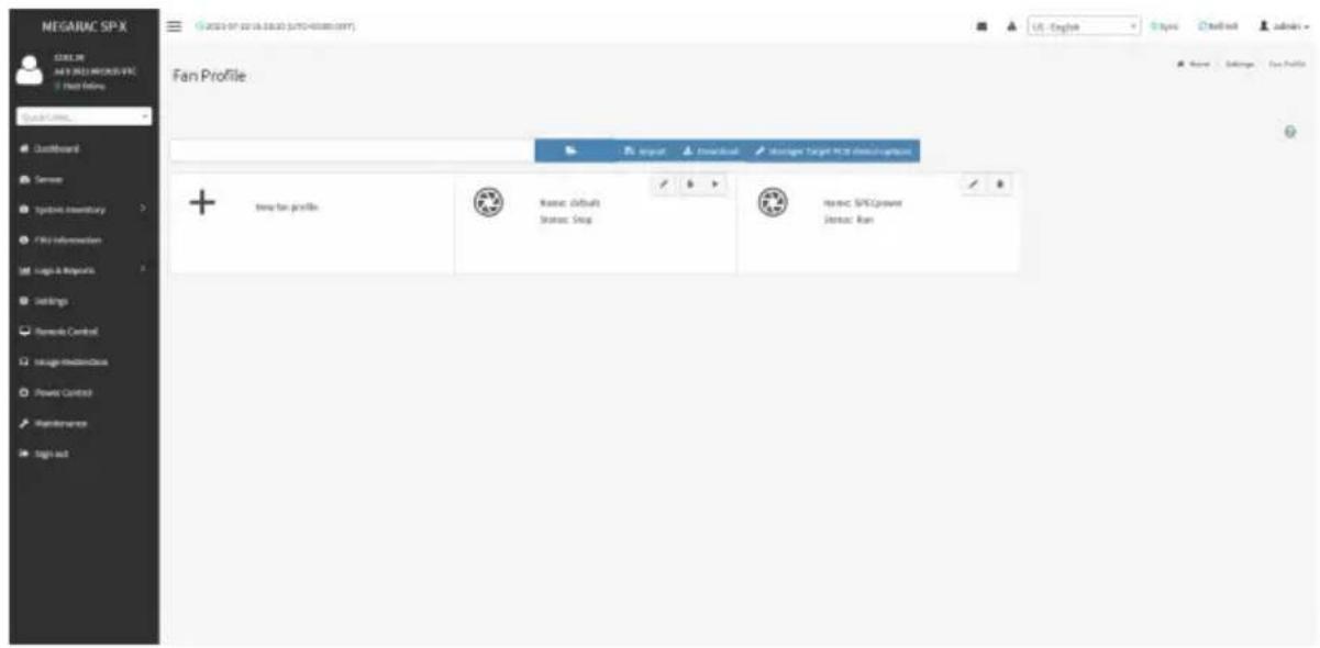 NEGARAC SPX © 2021-07-22 16:30:00 (USD45888.0007) Fan Profile Last Month Sentiment Logistic Inventory FMS Information Logo & Iconics Settings Remote Control Language Independence Power Control Maintenance Tag out Import Download Target Target PCB Email Enginebox Temp fan profile Resource Default Status Stop Name: SPXpower Status: Run