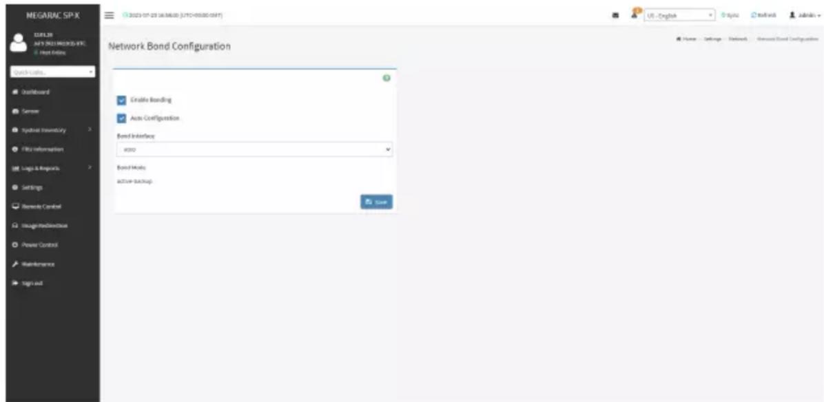 NEGARAC SPX ELELTR AFY NEW MESES-ETC Host Online Quick Links... InstallBoard Semeno Hybrid Inventory File Information Logs & Monjacks Settings Remode Control Insight/Recordbox Power Control Maintenance Sign out 2023-07-28 16:56:00 [JYTO-050800.SMT] Network Bond Configuration Enable Boarding Auto Configuration Bond Interface 4050 Bond Marks: active-backup User Home - Settings - Network - Resource Board Configurations