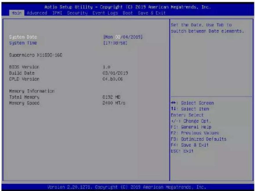 Supermicro X11SDS-8C - Main Setup - 1