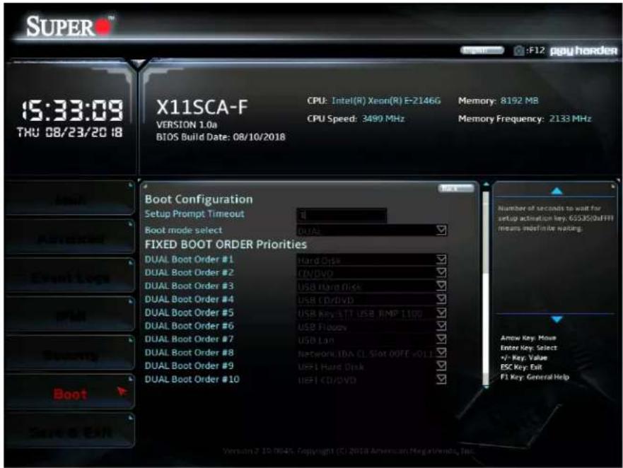 Supermicro X11SCA-W - Boot - 1
