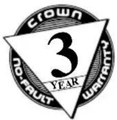 CROWN NO. FAULT WARRANTY 3 YEAR