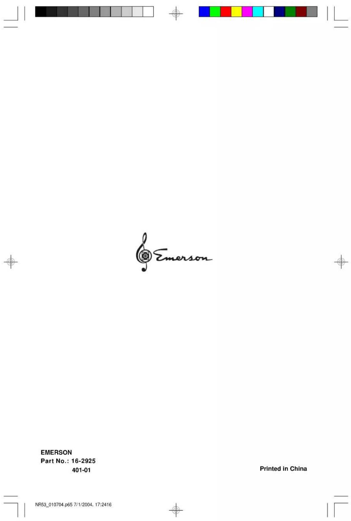 Emerson NR53 - LIMITED WARRANTY - 2