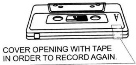 COVER OPENING WITH TAPE IN ORDER TO RECORD AGAIN.