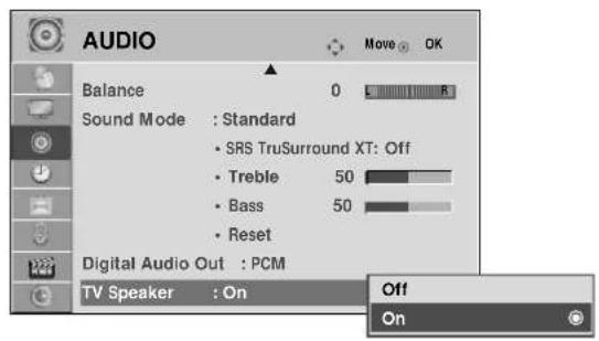 LG 60PS70FD - TV SPEAKERS ON/OFF SETUP - 2