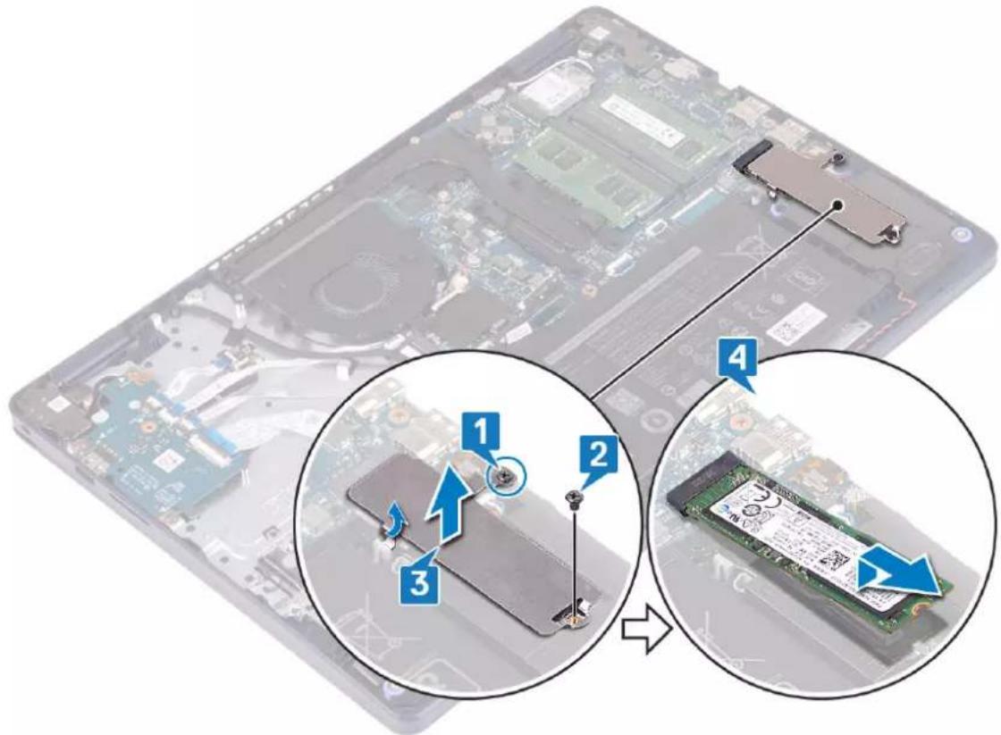 DELL Inspiron 3595 - Procedure to remove the M.2 2280 solid-state drive - 1