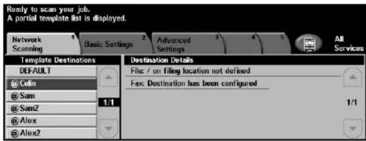 XEROX WorkCentre Pro 65 - Template Destinations - 2