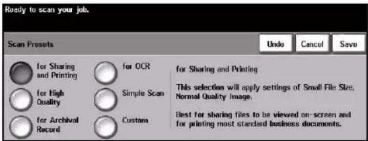 XEROX WorkCentre Pro 65 - Scan Presets - 2