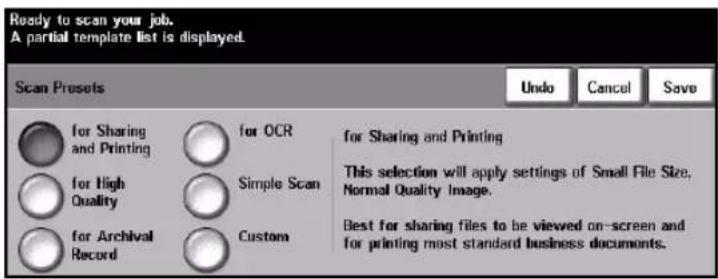 XEROX WorkCentre Pro 65 - Scan Presets - 2
