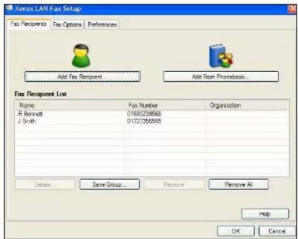 XEROX WorkCentre Pro 65 - Fax Recipients - 1