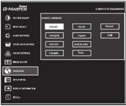 IIYAMA G-Master GB2745QS - Language - 1