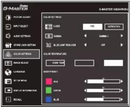 IIYAMA G-Master GB2745QS - Color Settings - 1